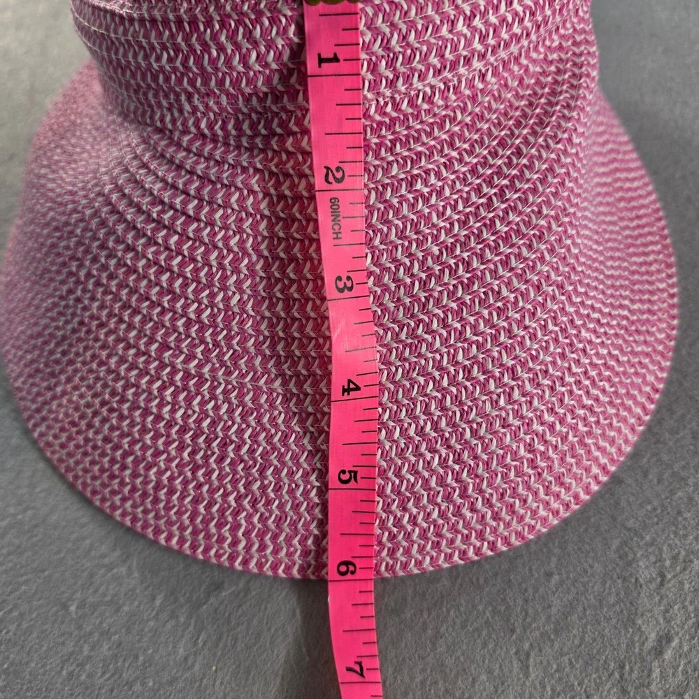 Juicy Couture Pink Woven Straw Visor Sun Hat Rhinestone Heart Charm NWT One Size